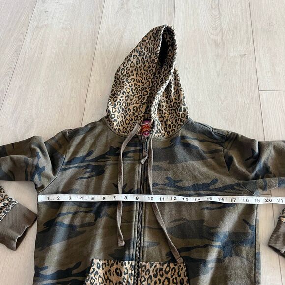 Johnny Was Panthera Mix Camo Leopard Full Zip Hoodie Jacket French Terry XS - Picture 3 of 8